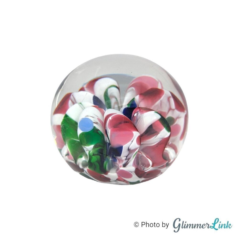 Vintage Murano Style Art Glass Paperweight Multicolor Floral Design - Picture 8 of 10